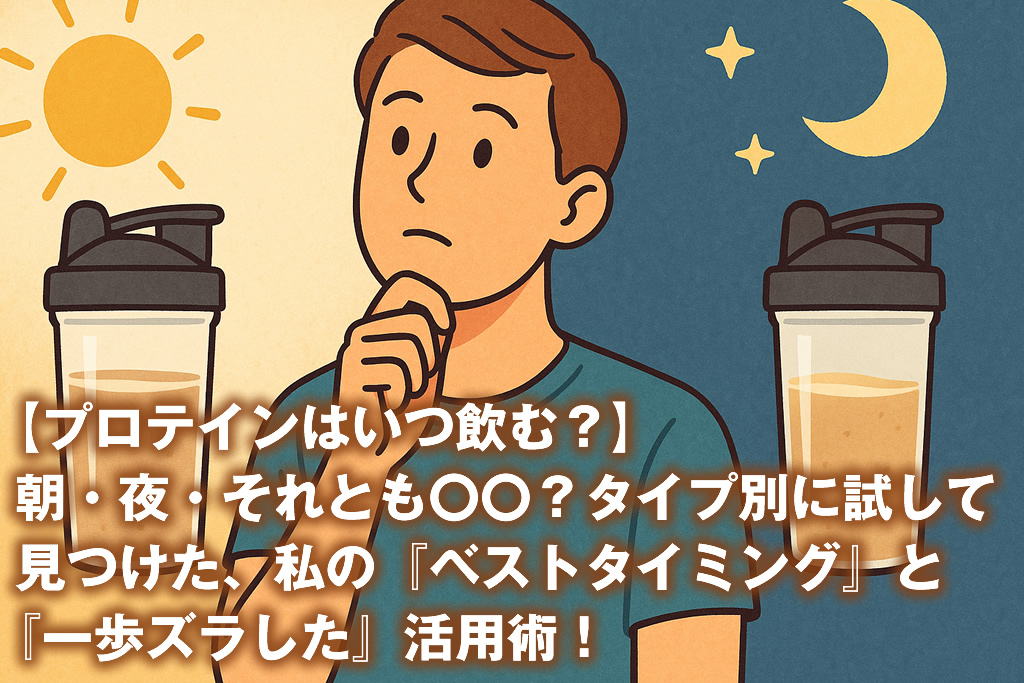 【プロテインはいつ飲む？】朝・夜・それとも〇〇？タイプ別に試して見つけた、私の『ベストタイミング』と『一歩ズラした』活用術！
