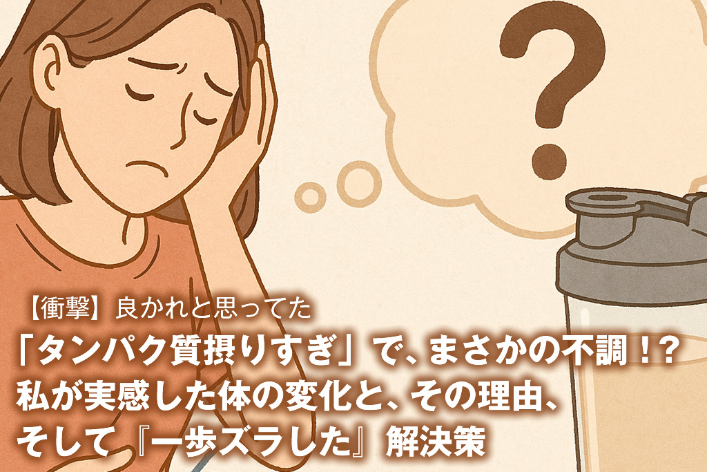 【衝撃】良かれと思ってた「タンパク質摂りすぎ」で、まさかの不調！？私が実感した体の変化と、その理由、そして『一歩ズラした』解決策